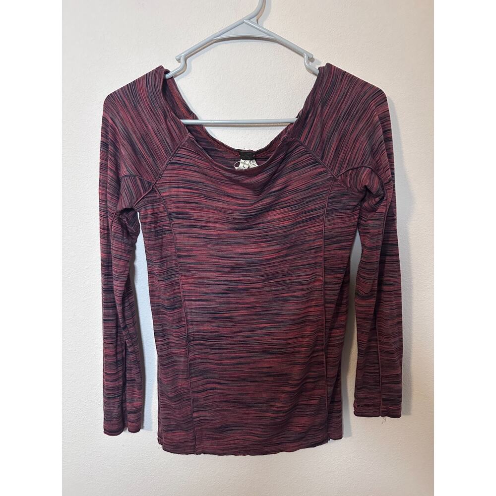 Free People womens size large purple pink black lose neck tight fit top - Picture 2 of 7